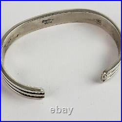 Native American Navajo Sterling Silver Cuff Bracelet Signed Tahe 6.25
