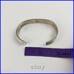 Native American Navajo Sterling Silver Cuff Bracelet Signed Tahe 6.25