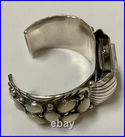 Native American Navajo Sterling Silver Cuff Watch Holder 6.25 Heavy 65g Signed