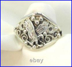 Native American Navajo Sterling Silver Eagle Design Ring Size 14 3/4 Signed #14