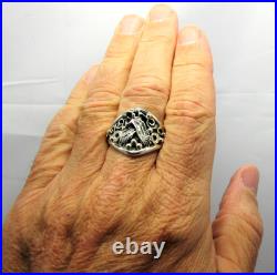 Native American Navajo Sterling Silver Eagle Design Ring Size 14 3/4 Signed #14