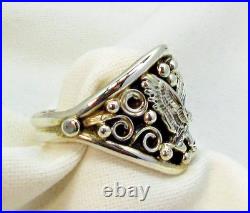 Native American Navajo Sterling Silver Eagle Design Ring Size 15 Signed #36