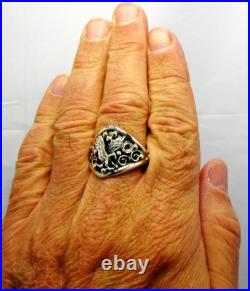 Native American Navajo Sterling Silver Eagle Design Ring Size 15 Signed #36