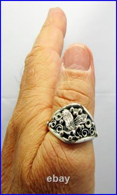Native American Navajo Sterling Silver Eagle Design Ring Size 15 Signed #36 Native American Navajo Sterling Silver Eagle Design Ring Size 15 Signed #36