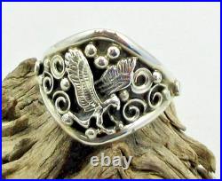 Native American Navajo Sterling Silver Eagle Design Ring Size 15 Signed #36