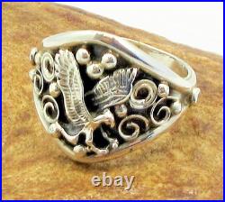 Native American Navajo Sterling Silver Eagle Design Ring Size 15 Signed #36