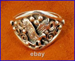 Native American Navajo Sterling Silver Eagle Design Ring Size 15 Signed #36