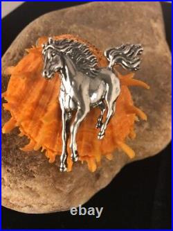 Native American Navajo Sterling Silver Galloping Horse Pendant 2 Rare