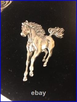 Native American Navajo Sterling Silver Galloping Horse Pendant 2 Rare