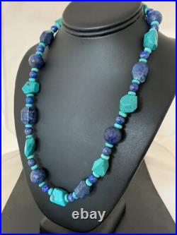 Native American Navajo Sterling Silver Lapis & Turquoise Necklace 21 00256 Native American Navajo Sterling Silver Lapis & Turquoise Necklace 21 00256