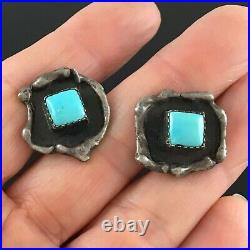 Native American Navajo Sterling Silver & Natural Turquoise Cufflinks