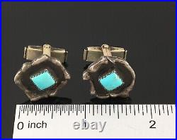 Native American Navajo Sterling Silver & Natural Turquoise Cufflinks