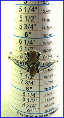 Native American Navajo Sterling Silver Tiger Eye Cuff Bracelet Signed #114