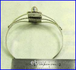 Native American Navajo Sterling Silver Tiger Eye Cuff Bracelet Signed #114