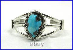 Native American Navajo Sterling Silver Turquoise Cuff Bracelet Signed C #53