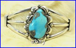 Native American Navajo Sterling Silver Turquoise Cuff Bracelet Signed C #53