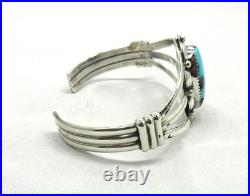 Native American Navajo Sterling Silver Turquoise Cuff Bracelet Signed C #53