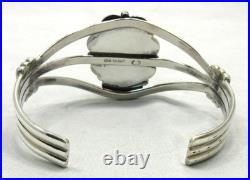 Native American Navajo Sterling Silver Turquoise Cuff Bracelet Signed C #53