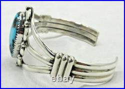 Native American Navajo Sterling Silver Turquoise Cuff Bracelet Signed C #53
