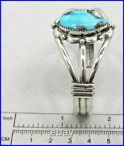 Native American Navajo Sterling Silver Turquoise Cuff Bracelet Signed C #53