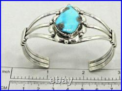 Native American Navajo Sterling Silver Turquoise Cuff Bracelet Signed C #53