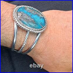Native American Navajo Sterling Silver Turquoise Cuff Bracelet Sz 7