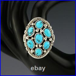 Native American Navajo Sterling Silver & Turquoise Ring By Melvin Chee