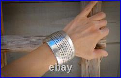 Native American Navajo Sterling Silver Wide Cuff Bracelet