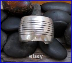 Native American Navajo Sterling Silver Wide Cuff Bracelet