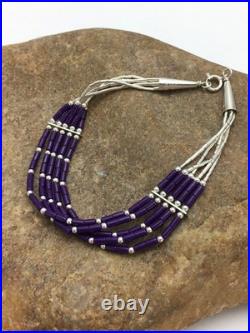 Native American Navajo Sugilite Heishi Bracelet Sterling Silver 7 2933