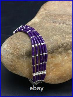 Native American Navajo Sugilite Heishi Bracelet Sterling Silver 7 2933