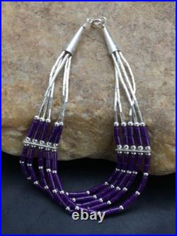Native American Navajo Sugilite Heishi Bracelet Sterling Silver 7 2933