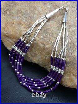 Native American Navajo Sugilite Heishi Bracelet Sterling Silver 7 2933