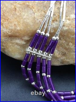 Native American Navajo Sugilite Heishi Bracelet Sterling Silver 7 2933