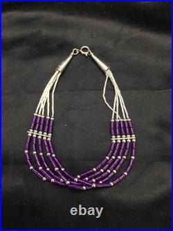 Native American Navajo Sugilite Heishi Bracelet Sterling Silver 7 2933