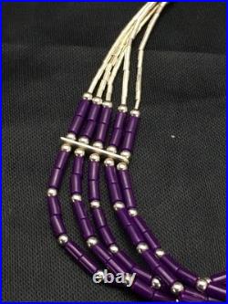 Native American Navajo Sugilite Heishi Bracelet Sterling Silver 7 2933