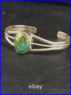 Native American Navajo Turquoise Bracelet Sterling Silver Handmade 4549