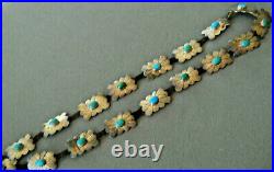 Native American Navajo Turquoise Sterling Silver Etched Sunburst Concho Hatband