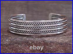 Native American Navajo Twisted Sterling Silver Bracelet by Tahe