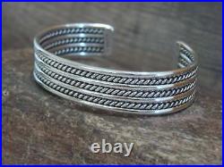 Native American Navajo Twisted Sterling Silver Bracelet by Tahe