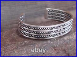 Native American Navajo Twisted Sterling Silver Bracelet by Tahe