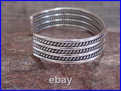 Native American Navajo Twisted Sterling Silver Bracelet by Tahe