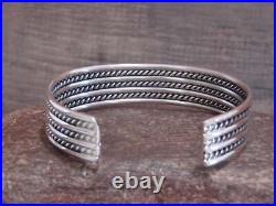 Native American Navajo Twisted Sterling Silver Bracelet by Tahe