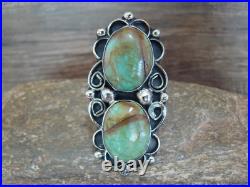 Native American Nickel Silver & Turquoise Adjustable Ring by Cleveland Size 8