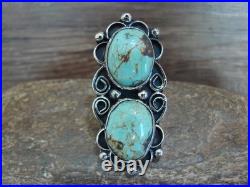 Native American Nickel Silver & Turquoise Adjustable Ring by Cleveland Size 8