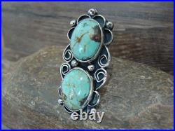 Native American Nickel Silver & Turquoise Adjustable Ring by Cleveland Size 8