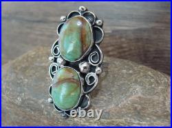 Native American Nickel Silver & Turquoise Adjustable Ring by Cleveland Size 8