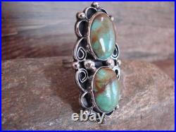 Native American Nickel Silver & Turquoise Adjustable Ring by Cleveland Size 8