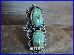 Native American Nickel Silver & Turquoise Adjustable Ring by Cleveland Size 8