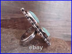 Native American Nickel Silver & Turquoise Adjustable Ring by Cleveland Size 8